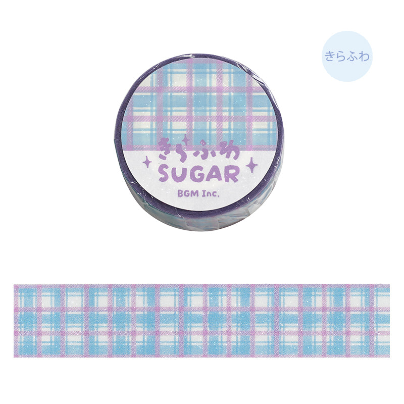 BGM Kira Fuwa Sugar Masking Tape - Check Blueberry — roll front