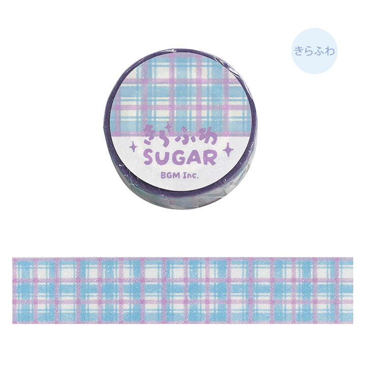 BGM Kira Fuwa Sugar Masking Tape - Check Blueberry — roll front