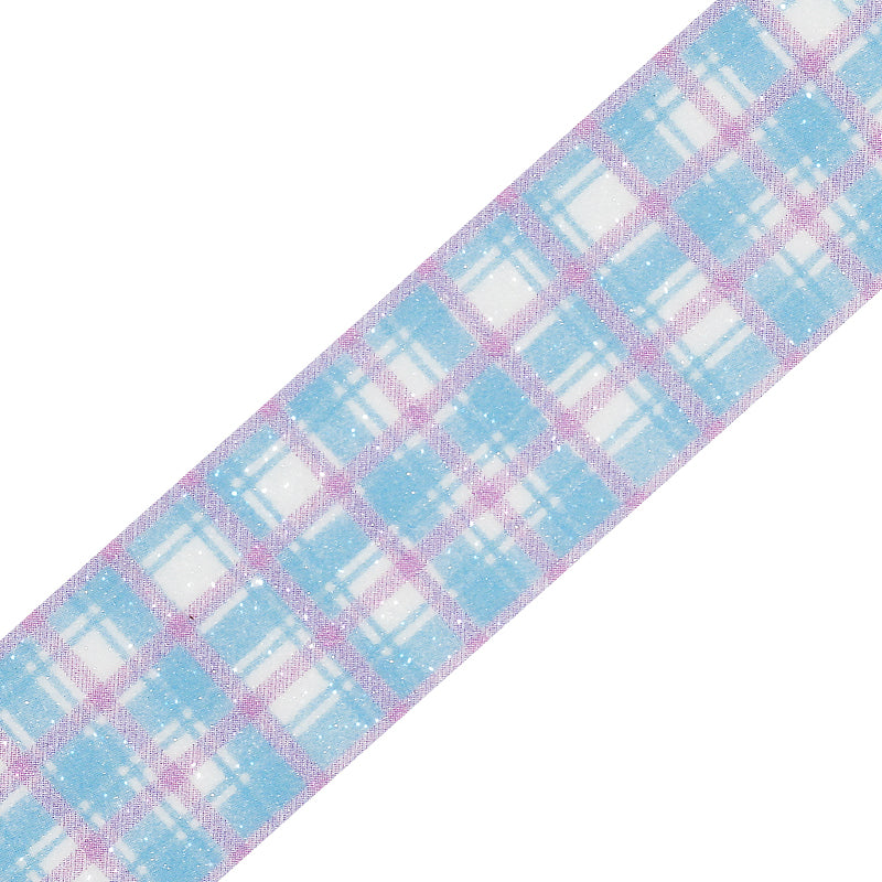 BGM Kira Fuwa Sugar Masking Tape - Check Blueberry — pattern detail