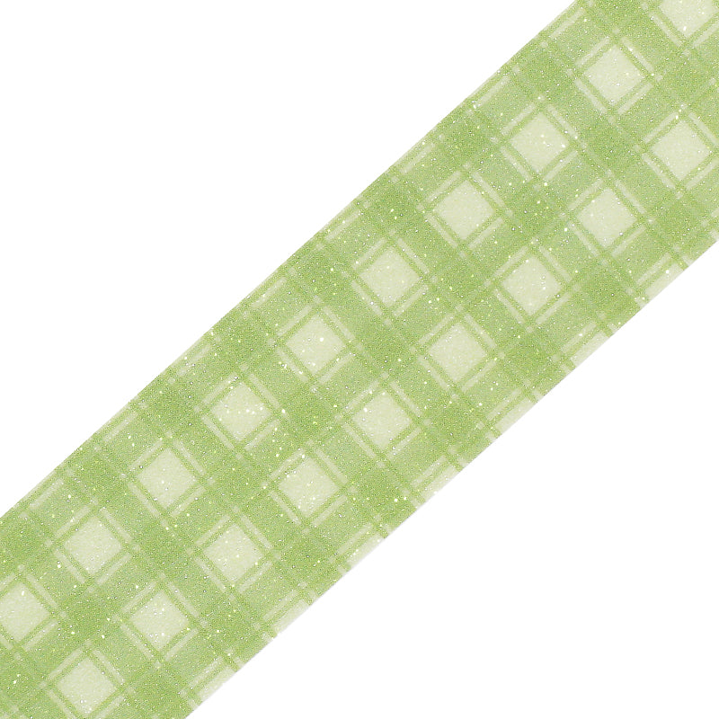 BGM Kira Fuwa Sugar Masking Tape - Check Green Tea — pattern detail