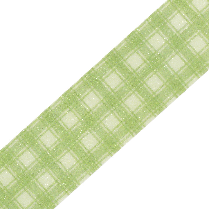 BGM Kira Fuwa Sugar Masking Tape - Check Green Tea — pattern detail