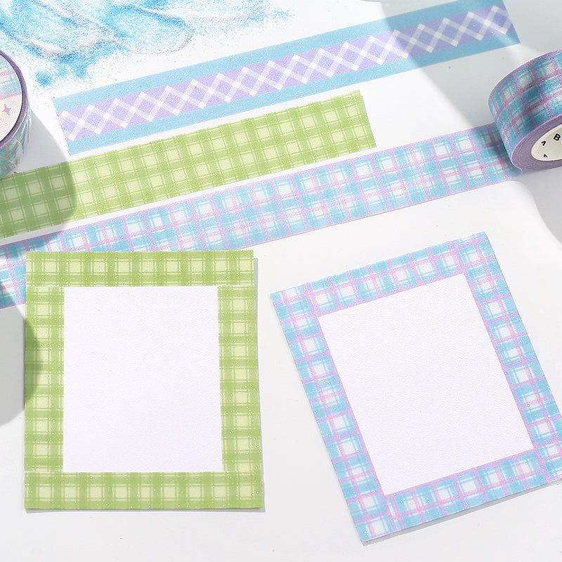BGM Kira Fuwa Sugar Masking Tape - Check Green Tea — with packaging