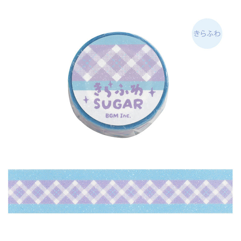 BGM Kira Fuwa Sugar Masking Tape - Check Lavender — roll front