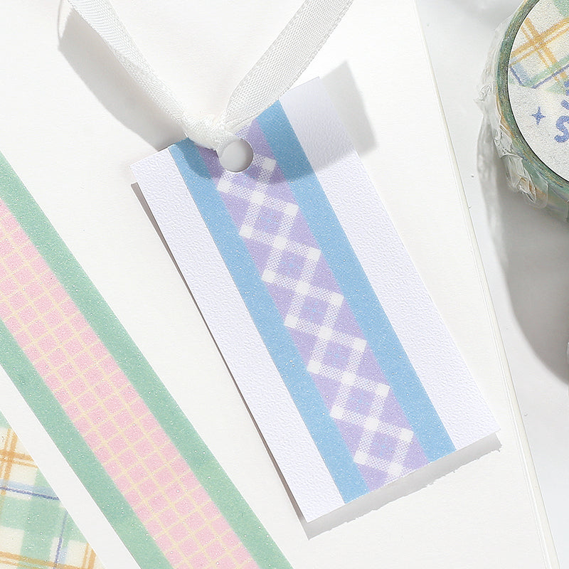 BGM Kira Fuwa Sugar Masking Tape - Check Lavender — roll side
