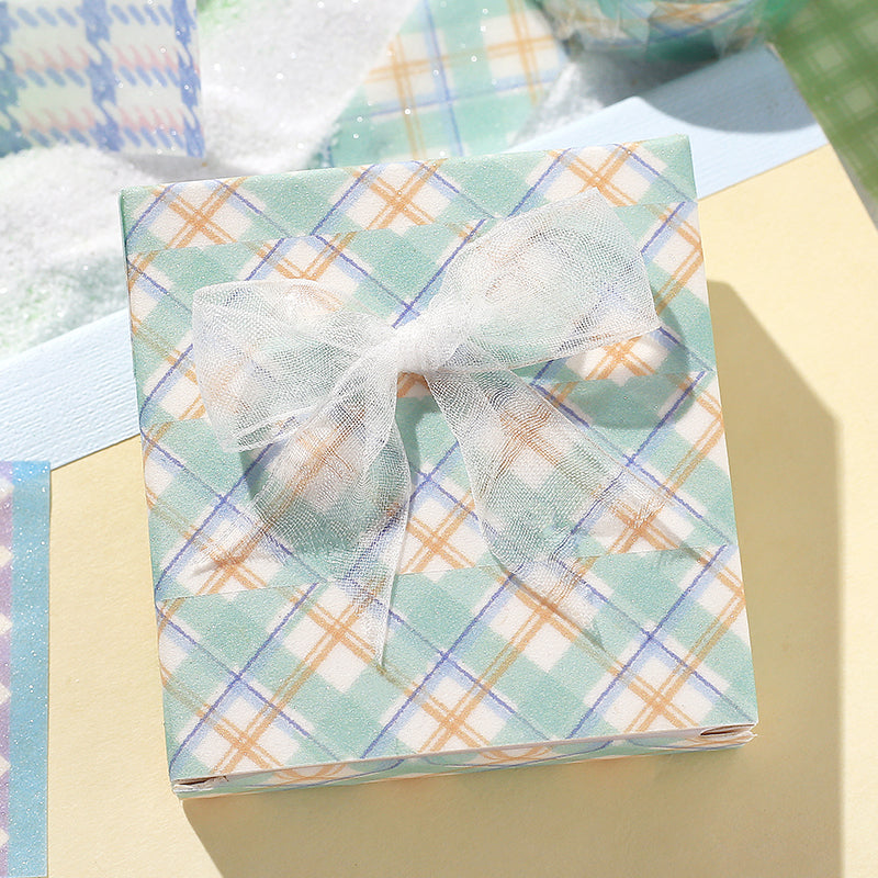BGM Kira Fuwa Sugar Masking Tape - Check Mint Latte — with packaging