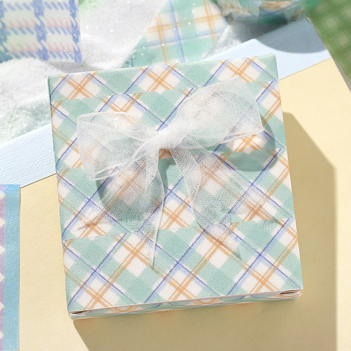 BGM Kira Fuwa Sugar Masking Tape - Check Mint Latte — with packaging