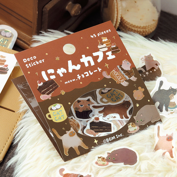 BGM Foil Stamping Flake Seal: Nyan Cafe - Chocolate — detail view