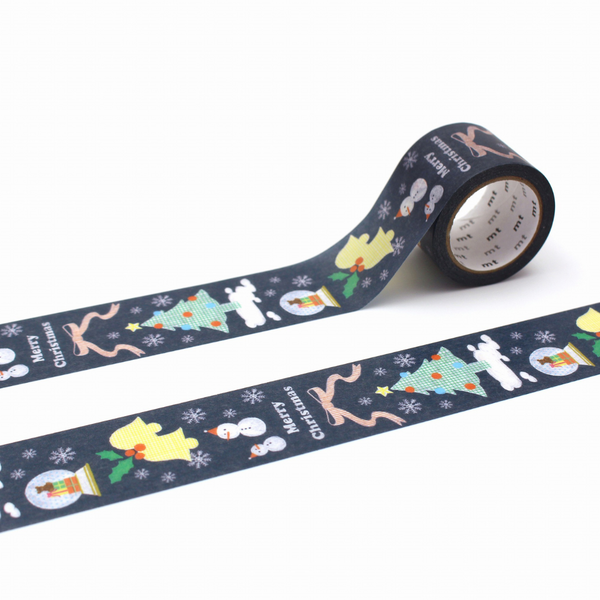 MT Tape Washi Tape - Christmas Black Board — roll front