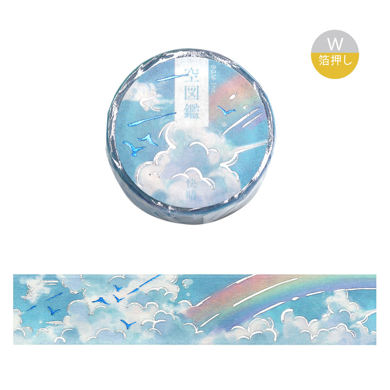 BGM Foil Stamping Masking Tape: Sky Encyclopedia - Clear Skies — roll front