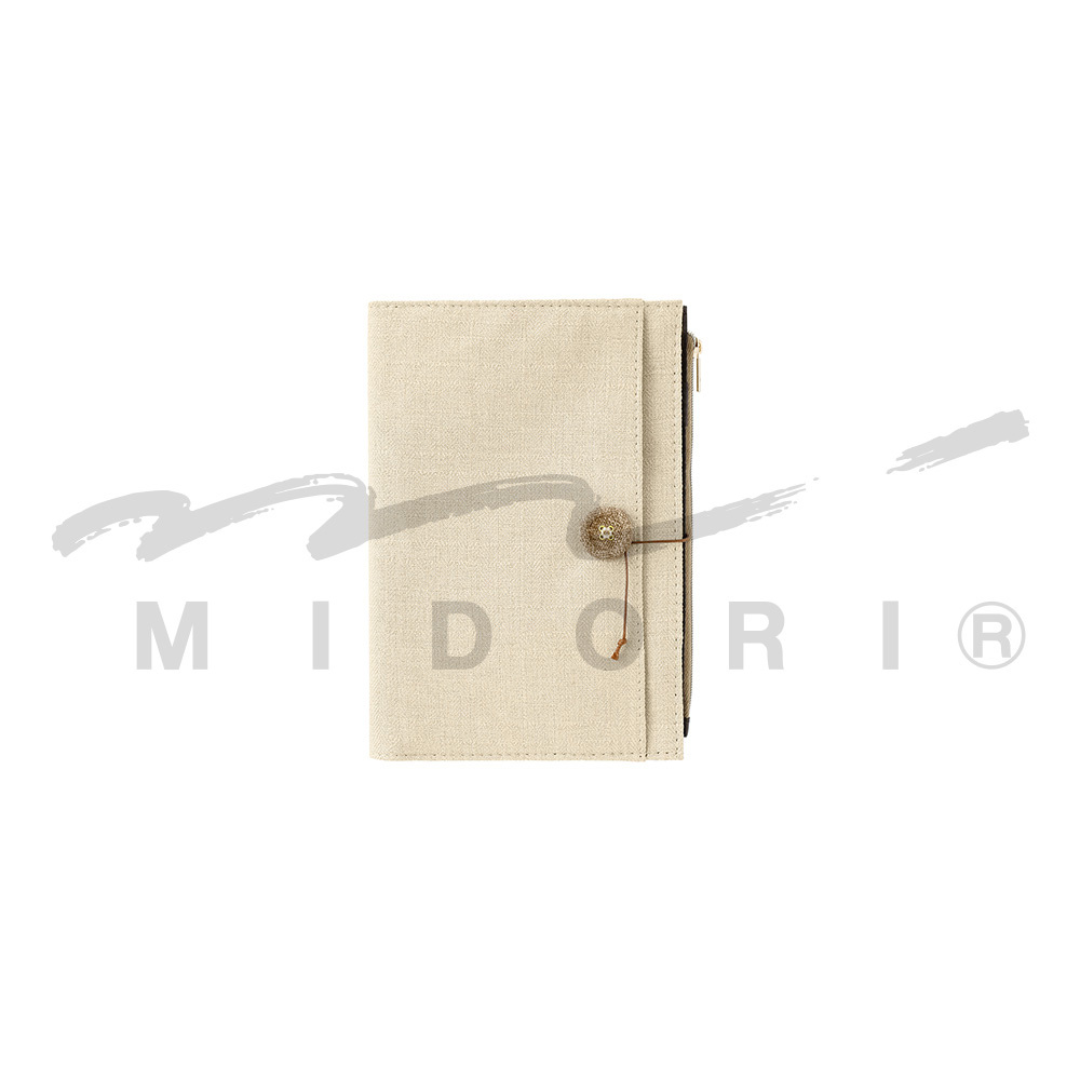 Midori Yuru Log Notebook Cover [B6] - Cloth Beige — back cover