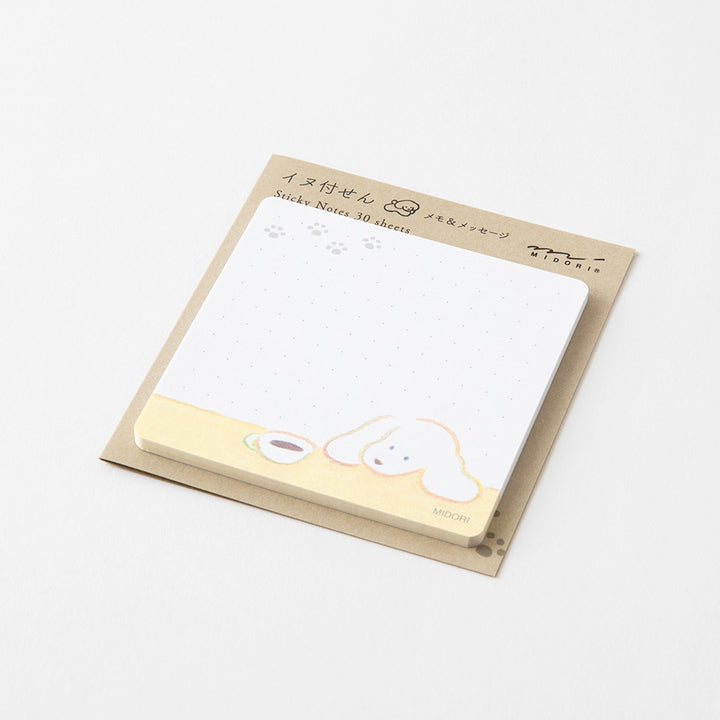 Midori Sticky Notes - Coffee and Dog — with packaging