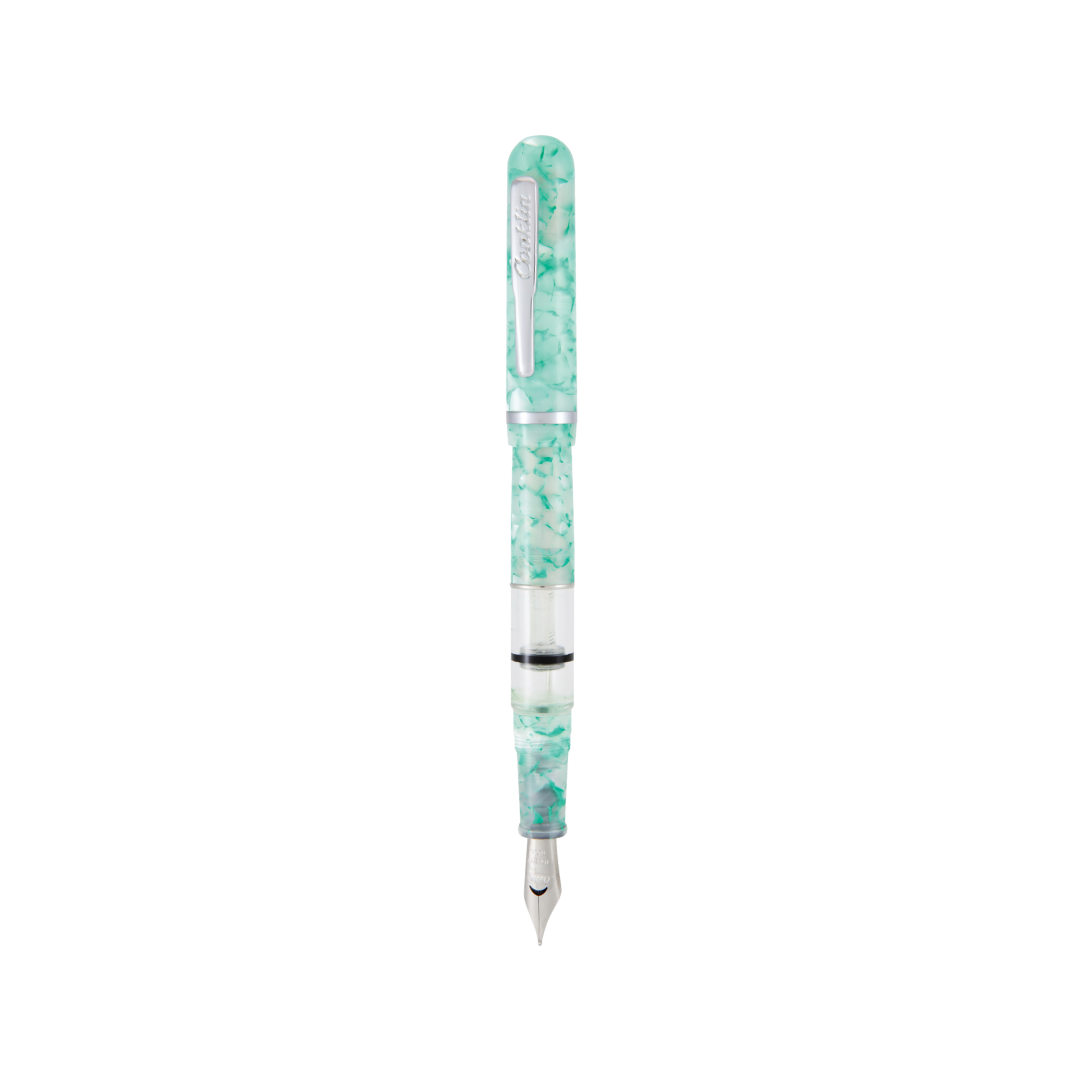 Conklin Heritage Word Gauge Collection Fountain Pen Turquoise — uncapped with cap posted