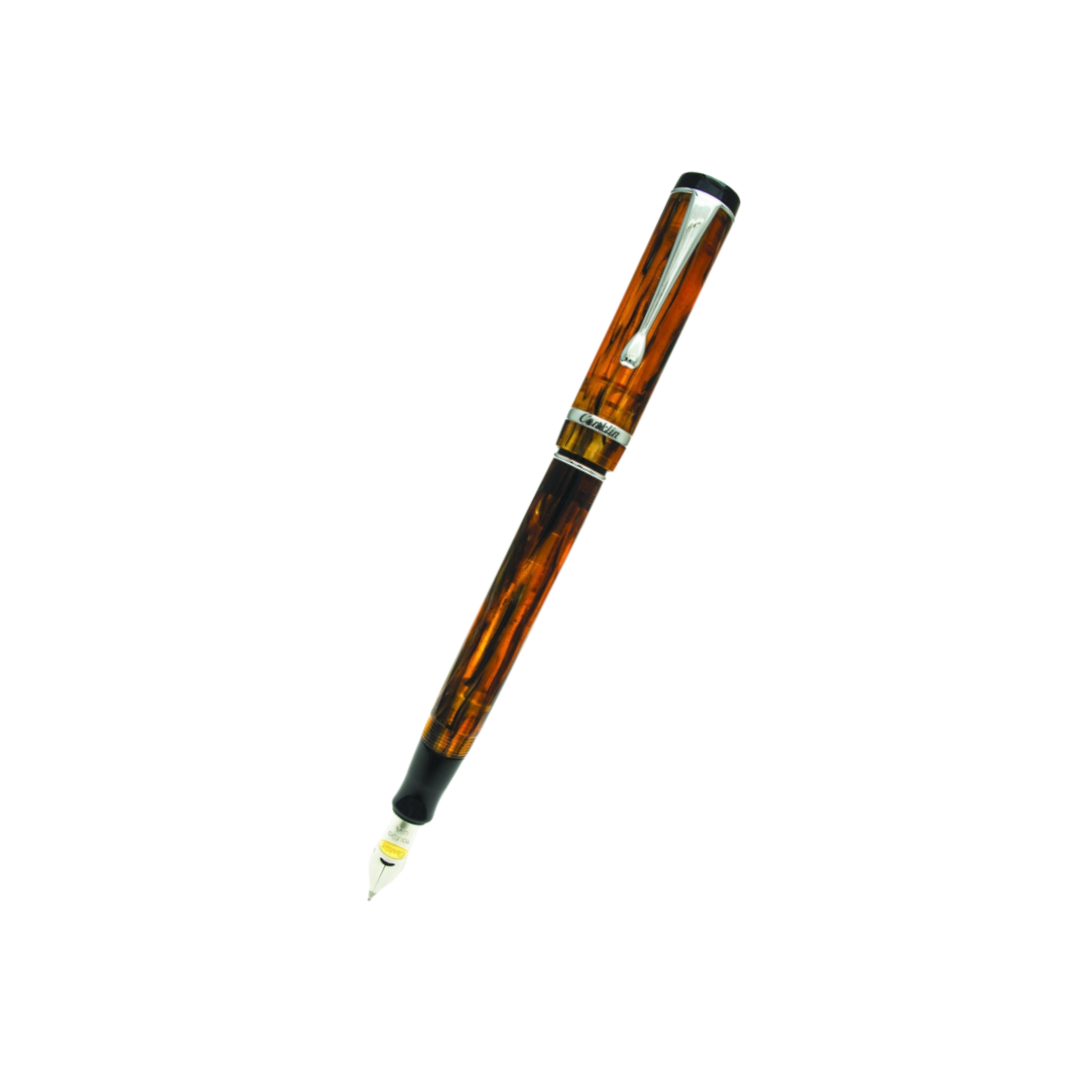 Conklin Duragraph Fountain Pen - Amber with Chrome Trim — capped