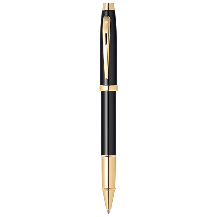 Sheaffer 100 E9322 Glossy Black With Gold Trims Rollerball Pen (WW30) — Sheaffer rollerball pen — fluid gel ink writing instrument, at Cityluxe Singapore