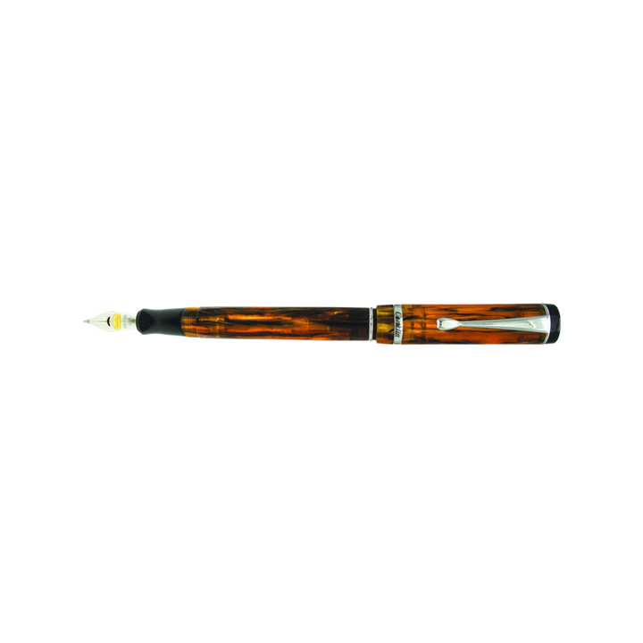Conklin Duragraph Fountain Pen - Amber with Chrome Trim — nib close-up