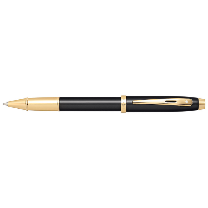 Sheaffer 100 E9322 Glossy Black With Gold Trims Rollerball Pen (WW30) — Sheaffer rollerball pen — fluid gel ink writing instrument, at Cityluxe Singapore