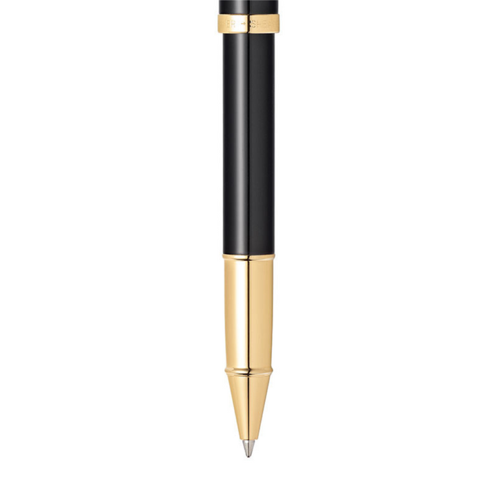 Sheaffer 100 E9322 Glossy Black With Gold Trims Rollerball Pen (WW30) — Sheaffer rollerball pen — fluid gel ink writing instrument, at Cityluxe Singapore