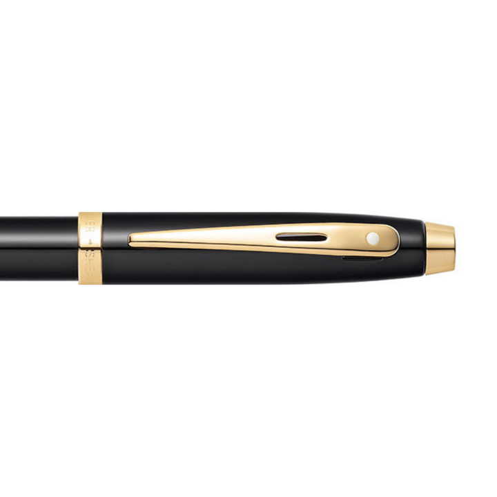 Sheaffer 100 E9322 Glossy Black With Gold Trims Rollerball Pen (WW30) — Sheaffer rollerball pen — fluid gel ink writing instrument, at Cityluxe Singapore
