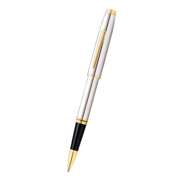 Cross Coventry Polished Chrome with Gold-Tone Rollerball Pen — Cross rollerball pen — fluid gel ink writing instrument, at Cityluxe Singapore