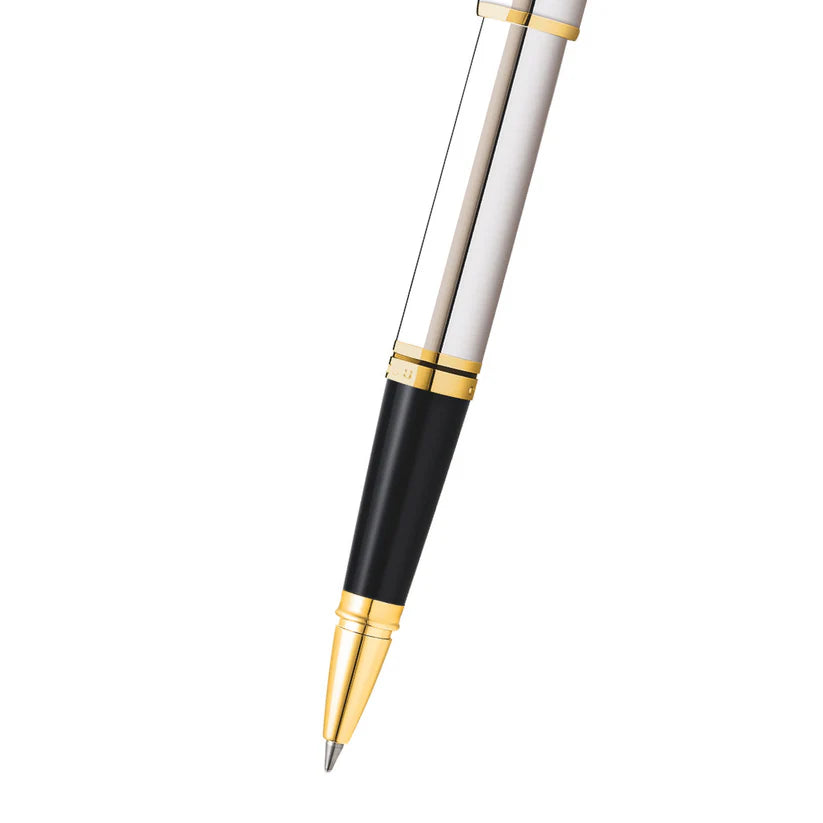 Cross Coventry Polished Chrome with Gold-Tone Rollerball Pen — Cross rollerball pen — fluid gel ink writing instrument, at Cityluxe Singapore