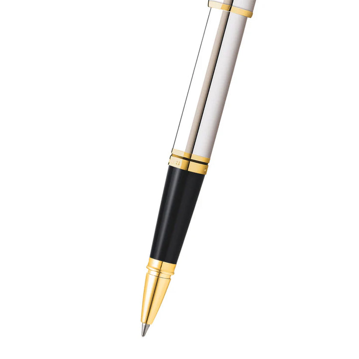 Cross Coventry Polished Chrome with Gold-Tone Rollerball Pen — Cross rollerball pen — fluid gel ink writing instrument, at Cityluxe Singapore