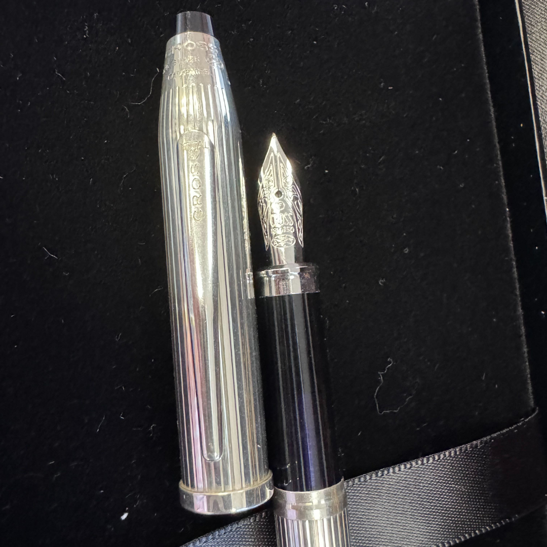 Cross Century II Fountain Pen in Sterling Silver — Cross fountain pen — precision nib writing instrument, at Cityluxe Singapore stationery store