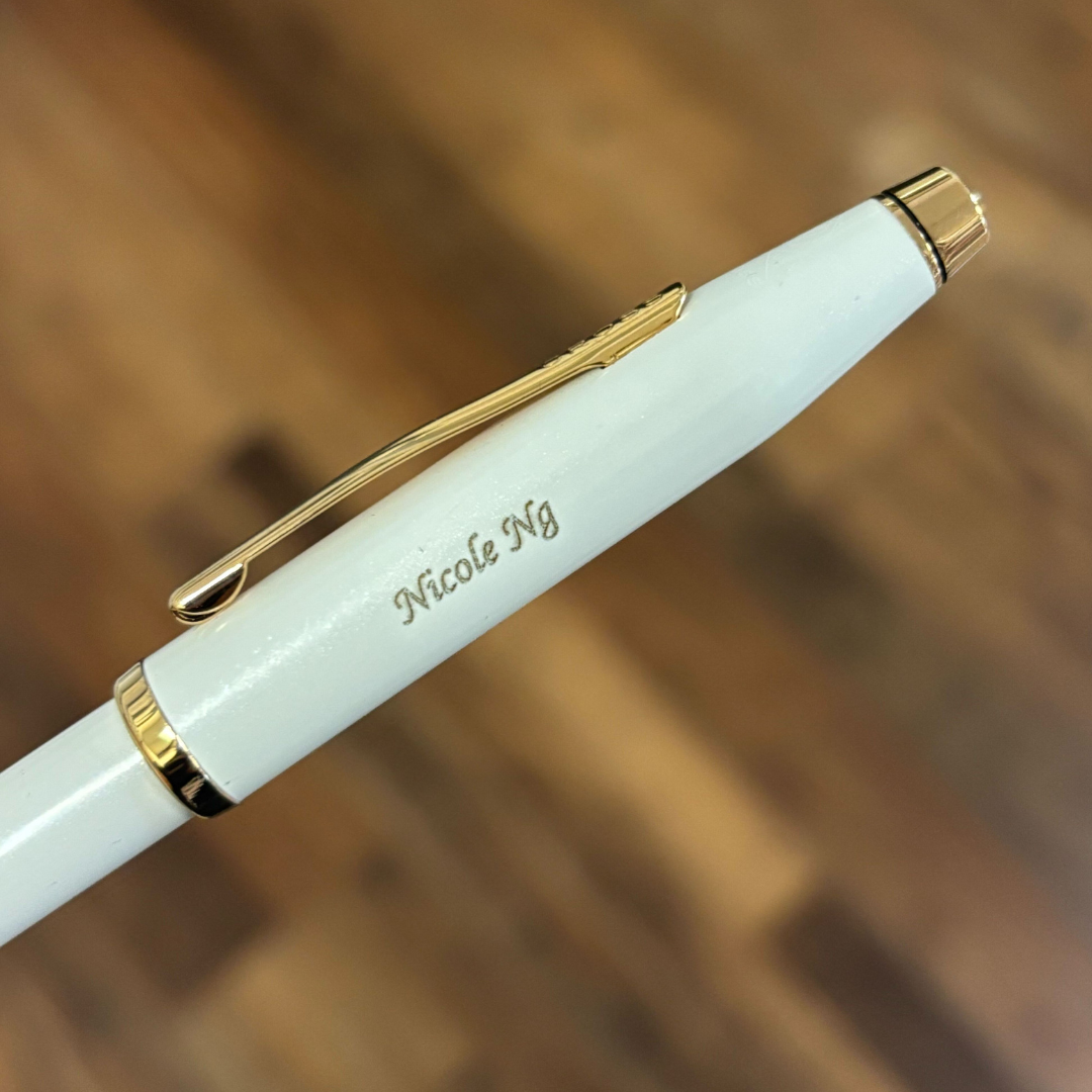 Cross Century II Pearlescent White Ballpoint Pen — Cross ballpoint pen — reliable smooth-writing everyday pen, at Cityluxe Singapore