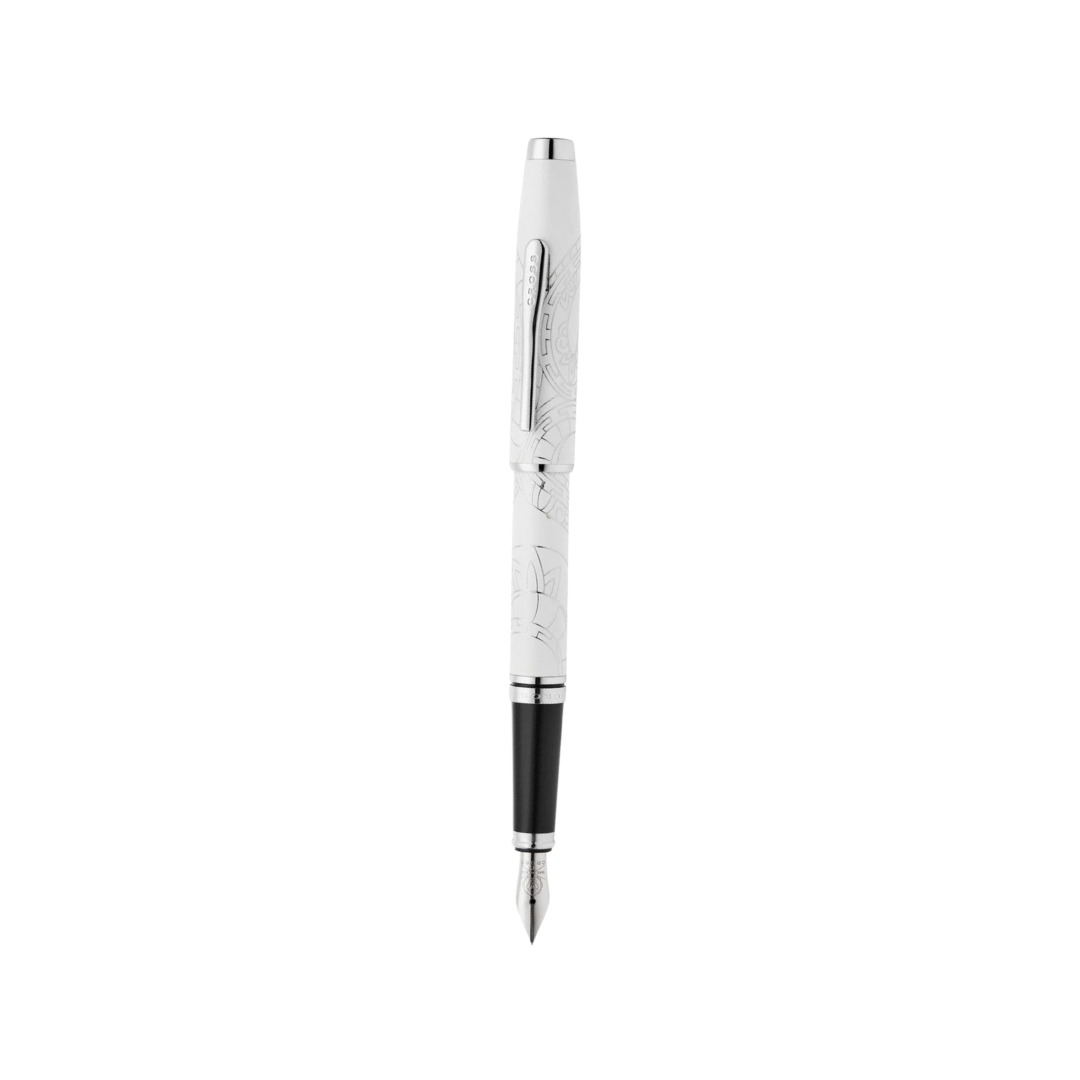 Cross Coventry Zodiac Year of the Snake Fountain Pen - Pearl White Lacquer with Polished Chrome / Medium — with packaging