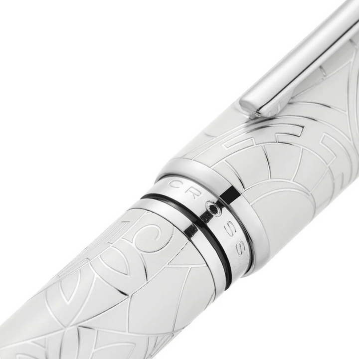 Cross Coventry Zodiac Year of the Snake Fountain Pen - Pearl White Lacquer with Polished Chrome / Medium — barrel detail