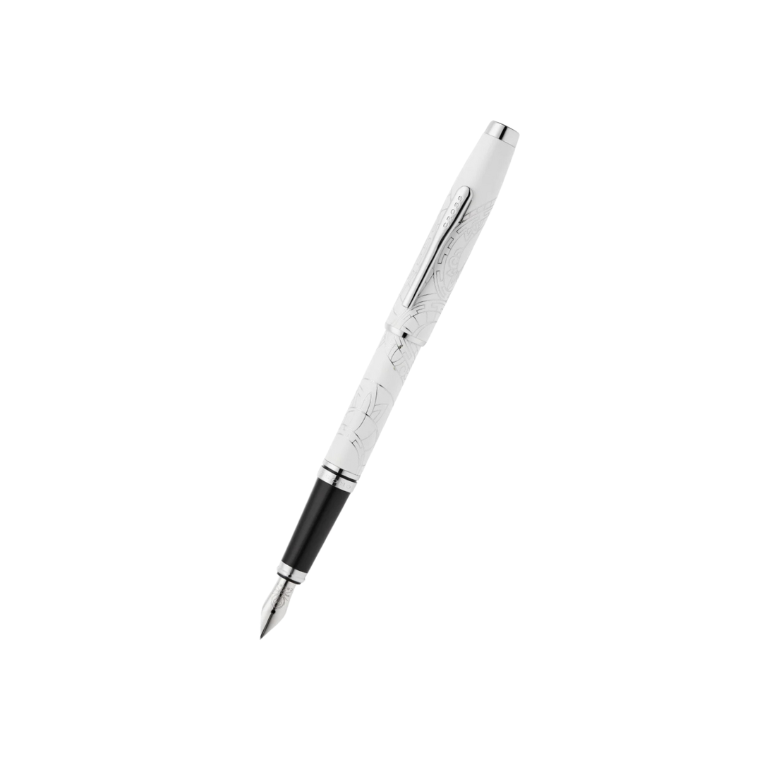 Cross Coventry Zodiac Year of the Snake Fountain Pen - Pearl White Lacquer with Polished Chrome / Medium — capped