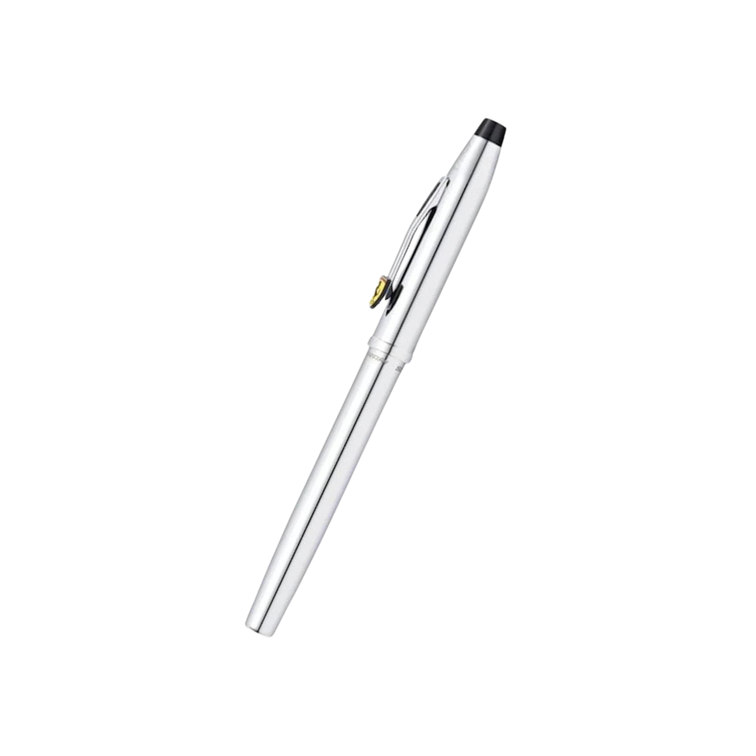 Cross Ferrari Century II Rollerball Pen - Polished Chrome — uncapped with cap posted