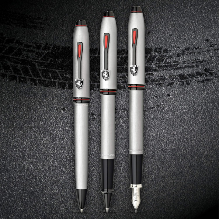 Cross Ferrari Townsend Rollerball Pen - Chrome — writing at an angle