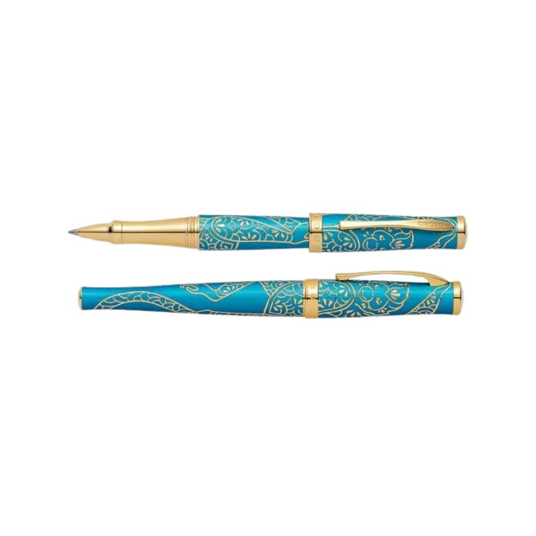 Cross Sauvage Year of the Monkey Rollerball Pen - Tibetan Teal with Gold Inlays and Appointments (Special Edition) — writi…