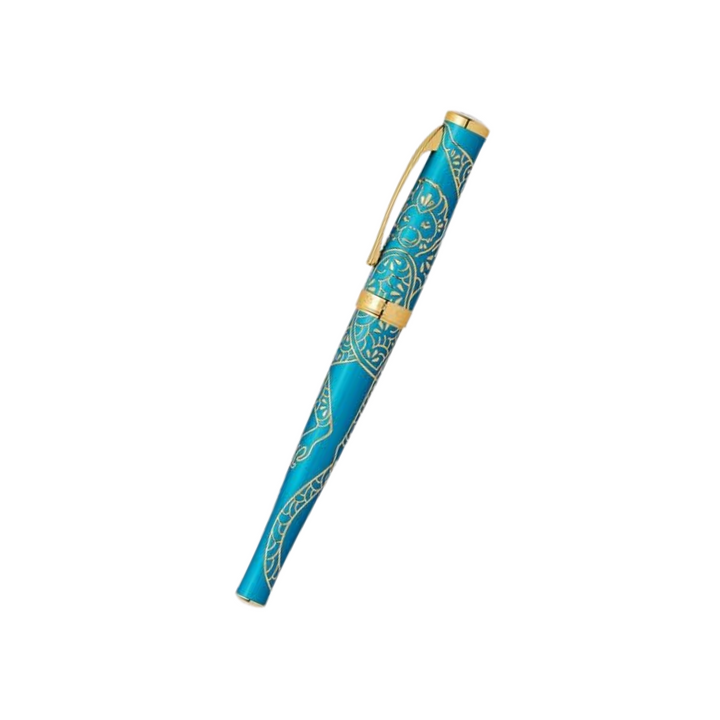 Cross Sauvage Year of the Monkey Rollerball Pen - Tibetan Teal with Gold Inlays and Appointments (Special Edition) — uncap…