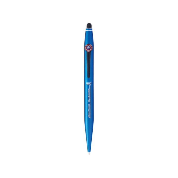 Cross Tech2 Marvel Captain America Ballpoint Pen with Stylus and Journal Gift Set — in use