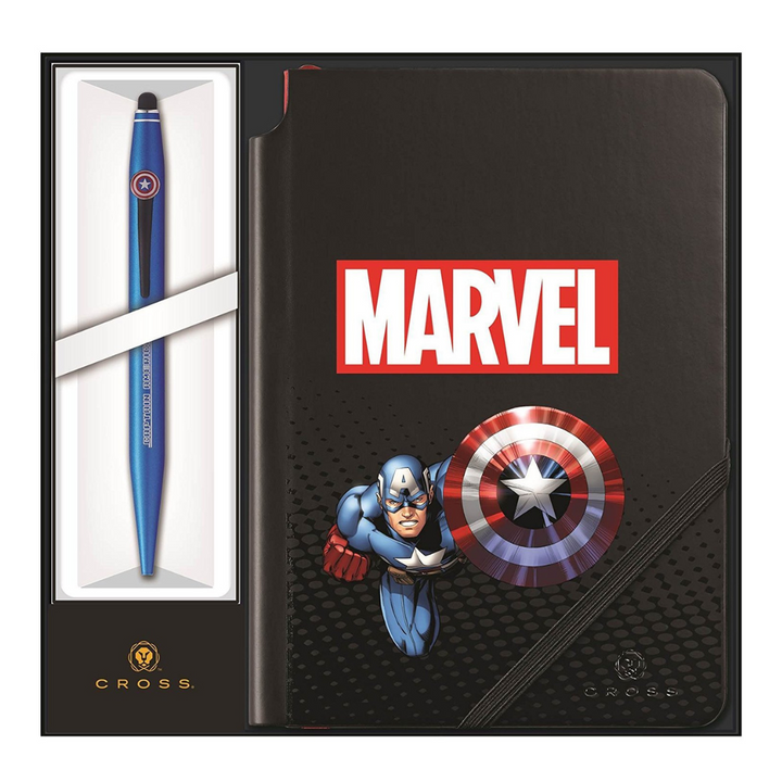Cross Tech2 Marvel Captain America Ballpoint Pen with Stylus and Journal Gift Set — side view