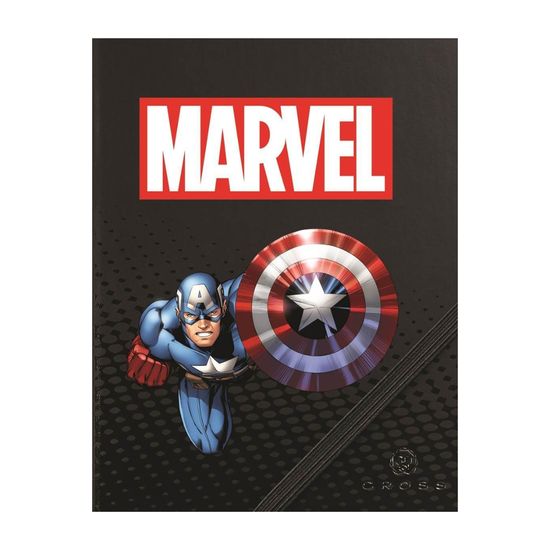 Cross Tech2 Marvel Captain America Ballpoint Pen with Stylus and Journal Gift Set — flat lay