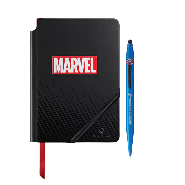Cross Tech2 Marvel Captain America Ballpoint Pen with Stylus and Journal Gift Set — front view