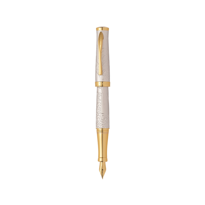 Cross Year of the Monkey Fountain Pen - Brushed Platinum — writing at an angle