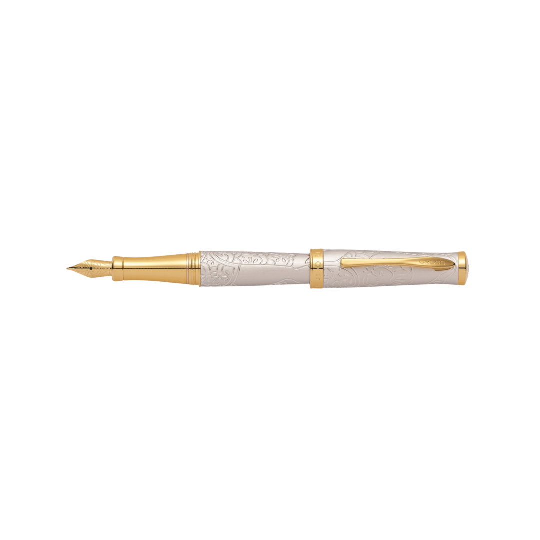 Cross Year of the Monkey Fountain Pen - Brushed Platinum — flat lay