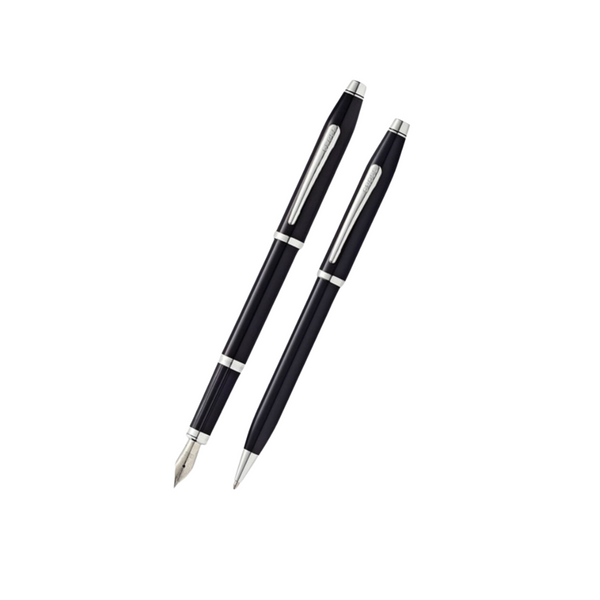 Cross Century II Fountain Pen and Ballpoint Pen Set - Black Lacquer — capped