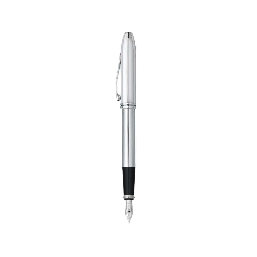 Cross Townsend Lustrous Chrome Fountain Pen — Cross fountain pen — precision nib writing instrument, at Cityluxe Singapore stationery store