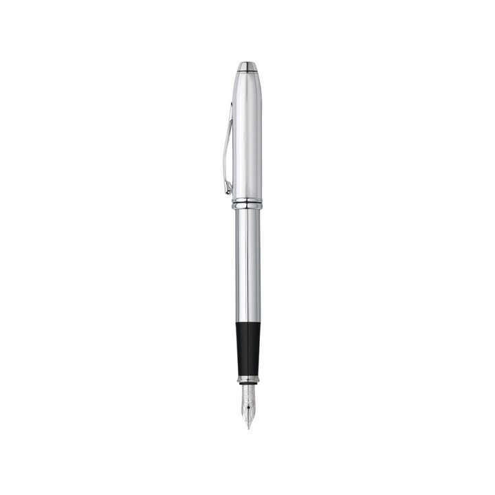 Cross Townsend Lustrous Chrome Fountain Pen — Cross fountain pen — precision nib writing instrument, at Cityluxe Singapore stationery store