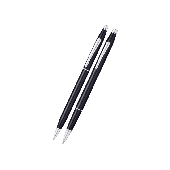 Cross Classic Century Black Lacquer Ballpoint and Rollerball Gift Set — Cross gift set — curated stationery gift bundle, from Cityluxe Singapore