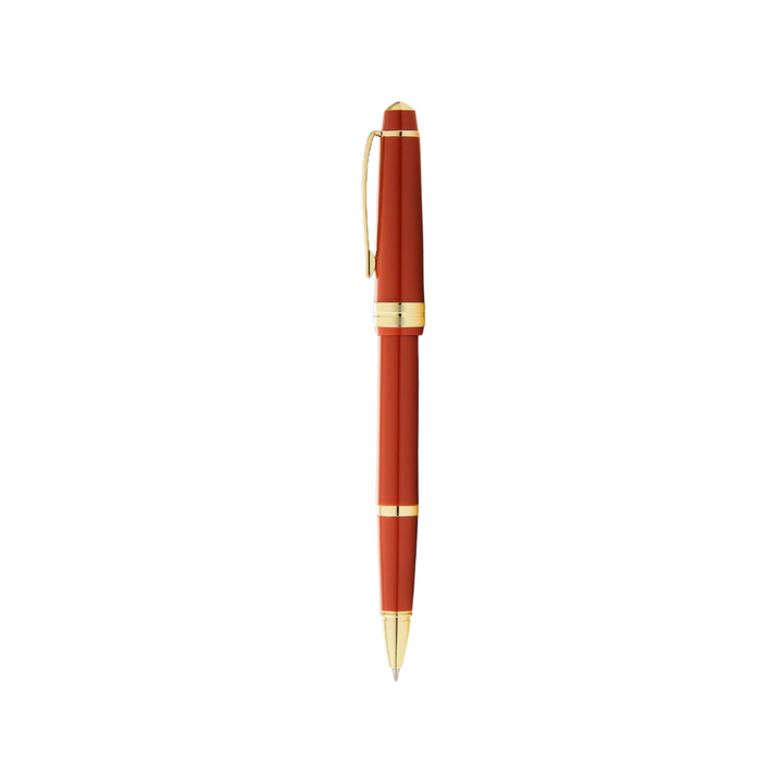 Cross Bailey Light Polished Amber Resin and Gold Tone Rollerball Pen — Cross rollerball pen — fluid gel ink writing instrument, at Cityluxe Singapore