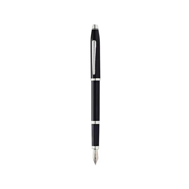 Cross Century II Fountain Pen and Ballpoint Pen Set - Black Lacquer — uncapped with cap posted