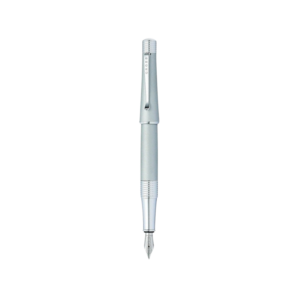 Cross Beverly Fountain Pen - Satin Chrome — uncapped with cap posted
