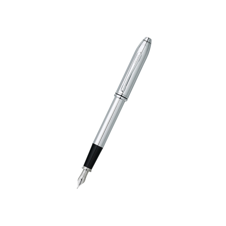 Cross Townsend Lustrous Chrome Fountain Pen — Cross fountain pen — precision nib writing instrument, at Cityluxe Singapore stationery store