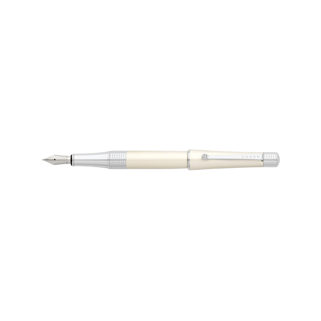 Cross Beverly Fountain Pen - White Lacquer — nib close-up