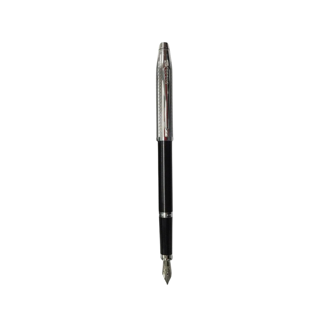 Cross Century II Fountain Pen and Ballpoint Pen Set - Chrome — uncapped with cap posted